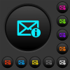 Mail information dark push buttons with vivid color icons on dark grey background - Mail information dark push buttons with color icons