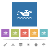 Oil level minimum indicator flat white icons in square backgrounds - Oil level minimum indicator flat white icons in square backgrounds. 6 bonus icons included.