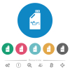 Oil canister with oiler flat round icons - Oil canister with oiler flat white icons on round color backgrounds. 6 bonus icons included.