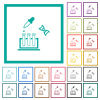 DNA experiment flat color icons with quadrant frames on white background - DNA experiment flat color icons with quadrant frames