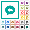 Reply message flat color icons with quadrant frames - Reply message flat color icons with quadrant frames on white background