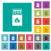 Box of matches multi colored flat icons on plain square backgrounds. Included white and darker icon variations for hover or active effects. - Box of matches square flat multi colored icons