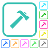 Old hammer vivid colored flat icons - Old hammer vivid colored flat icons in curved borders on white background