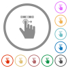 right handed scroll right gesture flat icons with outlines - right handed scroll right gesture flat color icons in round outlines on white background