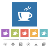 Cappuccino flat white icons in square backgrounds. 6 bonus icons included. - Cappuccino flat white icons in square backgrounds