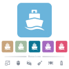 Cruise ship white flat icons on color rounded square backgrounds. 6 bonus icons included - Cruise ship flat icons on color rounded square backgrounds