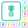 Medal with star vivid colored flat icons - Medal with star vivid colored flat icons in curved borders on white background