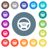 Steering wheel airbag flat white icons on round color backgrounds. 17 background color variations are included. - Steering wheel airbag flat white icons on round color backgrounds