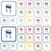 Slippery road dashboard indicator color flat icons in rounded square frames. Thin and thick versions included. - Slippery road dashboard indicator outlined flat color icons