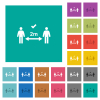 Correct social distancing multi colored flat icons on plain square backgrounds. Included white and darker icon variations for hover or active effects. - Correct social distancing square flat multi colored icons