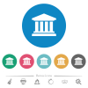 University flat white icons on round color backgrounds. 6 bonus icons included. - University flat round icons