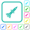 Ballistic missile vivid colored flat icons in curved borders on white background - Ballistic missile vivid colored flat icons