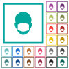 Face with medical mask flat color icons in circle shape outlines - Face with medical mask flat color icons in circle shape outlines. 12 bonus icons included.