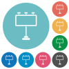 Billboard with reflectors flat white icons on round color backgrounds - Billboard with reflectors flat round icons