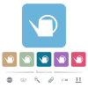 Watering can white flat icons on color rounded square backgrounds. 6 bonus icons included - Watering can flat icons on color rounded square backgrounds