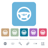 Car horn white flat icons on color rounded square backgrounds. 6 bonus icons included - Car horn flat icons on color rounded square backgrounds