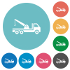 Crane truck flat white icons on round color backgrounds - Crane truck flat round icons
