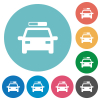 Police car flat white icons on round color backgrounds - Police car flat round icons