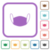 Medical face mask simple icons in color rounded square frames on white background - Medical face mask simple icons