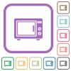 Microwave oven simple icons in color rounded square frames on white background - Microwave oven simple icons