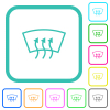 Windshield defrost vivid colored flat icons in curved borders on white background - Windshield defrost vivid colored flat icons