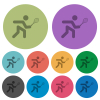 Tennis player darker flat icons on color round background - Tennis player color darker flat icons