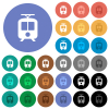 Tram multi colored flat icons on round backgrounds. Included white, light and dark icon variations for hover and active status effects, and bonus shades. - Tram round flat multi colored icons