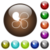 Car fan level 1 color glass buttons - Car fan level 1 white icons on round glass buttons in multiple colors