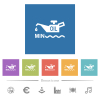 Oil level minimum indicator flat white icons in square backgrounds - Oil level minimum indicator flat white icons in square backgrounds. 6 bonus icons included.