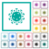 Corona virus flat color icons with quadrant frames on white background - Corona virus flat color icons with quadrant frames