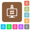 Webcam tweaking rounded square flat icons - Webcam tweaking flat icons on rounded square vivid color backgrounds.