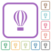 Air balloon simple icons in color rounded square frames on white background - Air balloon simple icons