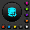 Pin database dark push buttons with color icons - Pin database dark push buttons with vivid color icons on dark grey background