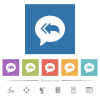 Reply to all recipients flat white icons in square backgrounds. 6 bonus icons included. - Reply to all recipients flat white icons in square backgrounds