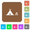 Camping flat icons on rounded square vivid color backgrounds. - Camping rounded square flat icons