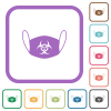 Face mask with biohazard symbol simple icons - Face mask with biohazard symbol simple icons in color rounded square frames on white background