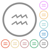 aquarius zodiac symbol flat color icons in round outlines on white background - aquarius zodiac symbol flat icons with outlines