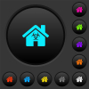 Home quarantine dark push buttons with vivid color icons on dark grey background - Home quarantine dark push buttons with color icons