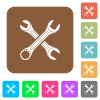 Two wrenches flat icons on rounded square vivid color backgrounds. - Two wrenches rounded square flat icons