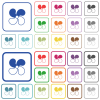 Car fan level 2 outlined flat color icons - Car fan level 2 color flat icons in rounded square frames. Thin and thick versions included.