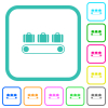 Luggage conveyor vivid colored flat icons in curved borders on white background - Luggage conveyor vivid colored flat icons