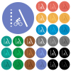 Bicycle lane multi colored flat icons on round backgrounds. Included white, light and dark icon variations for hover and active status effects, and bonus shades. - Bicycle lane round flat multi colored icons