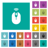 Wireless computer mouse multi colored flat icons on plain square backgrounds. Included white and darker icon variations for hover or active effects. - Wireless computer mouse square flat multi colored icons