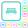 Park bench vivid colored flat icons in curved borders on white background - Park bench vivid colored flat icons