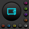 Microwave oven dark push buttons with vivid color icons on dark grey background - Microwave oven dark push buttons with color icons