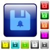 File alerts color square buttons - File alerts icons in rounded square color glossy button set