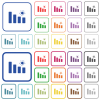 Covid graph color flat icons in rounded square frames. Thin and thick versions included. - Covid graph outlined flat color icons