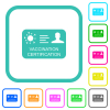Vaccination certification vivid colored flat icons in curved borders on white background - Vaccination certification vivid colored flat icons