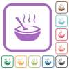 Steaming bowl of soup with spoon simple icons in color rounded square frames on white background - Steaming bowl of soup with spoon simple icons