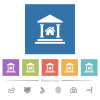 Real estate loan flat white icons in square backgrounds. 6 bonus icons included. - Real estate loan flat white icons in square backgrounds